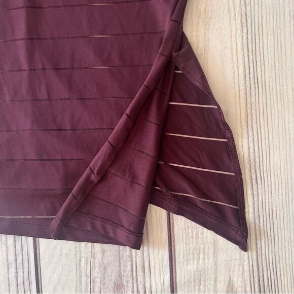 Athleta Max Out Chi Burgundy Sheer Stripe Side Tie Tank Top - Picture 5 of 11